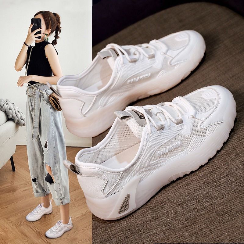 2019 Mujeres Tenis Zapatos Malla Calzado Calzado Verano Mujer Zapatillas Zapatillas Pisos Blancos Slip-On