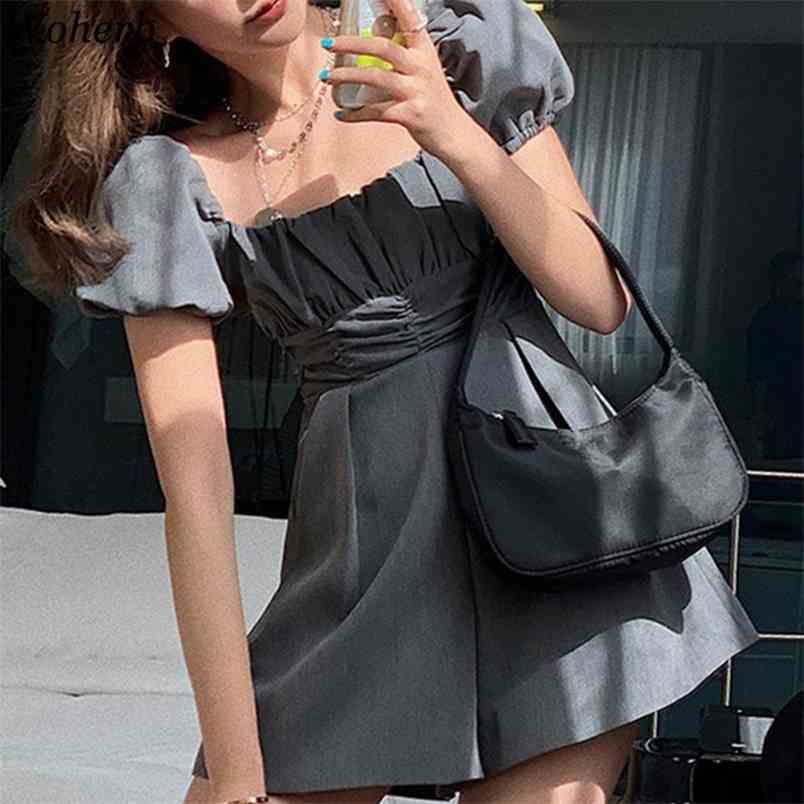 Womens Jumpsuit Korean Clothes Sweet Slim Fit Ruffles Bodysuit Puff