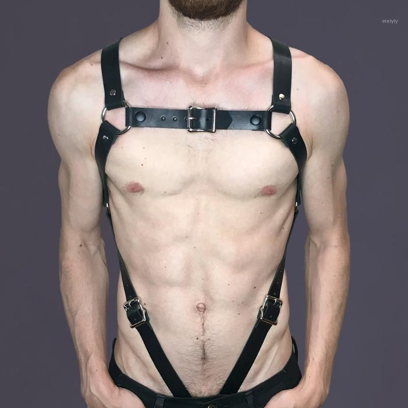 US Mens Leather Chest Body Harness Straps Gay ClubwearBDSM Punk