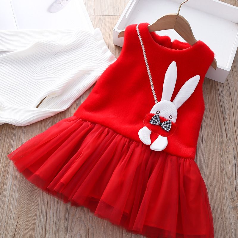 red-just vest dress