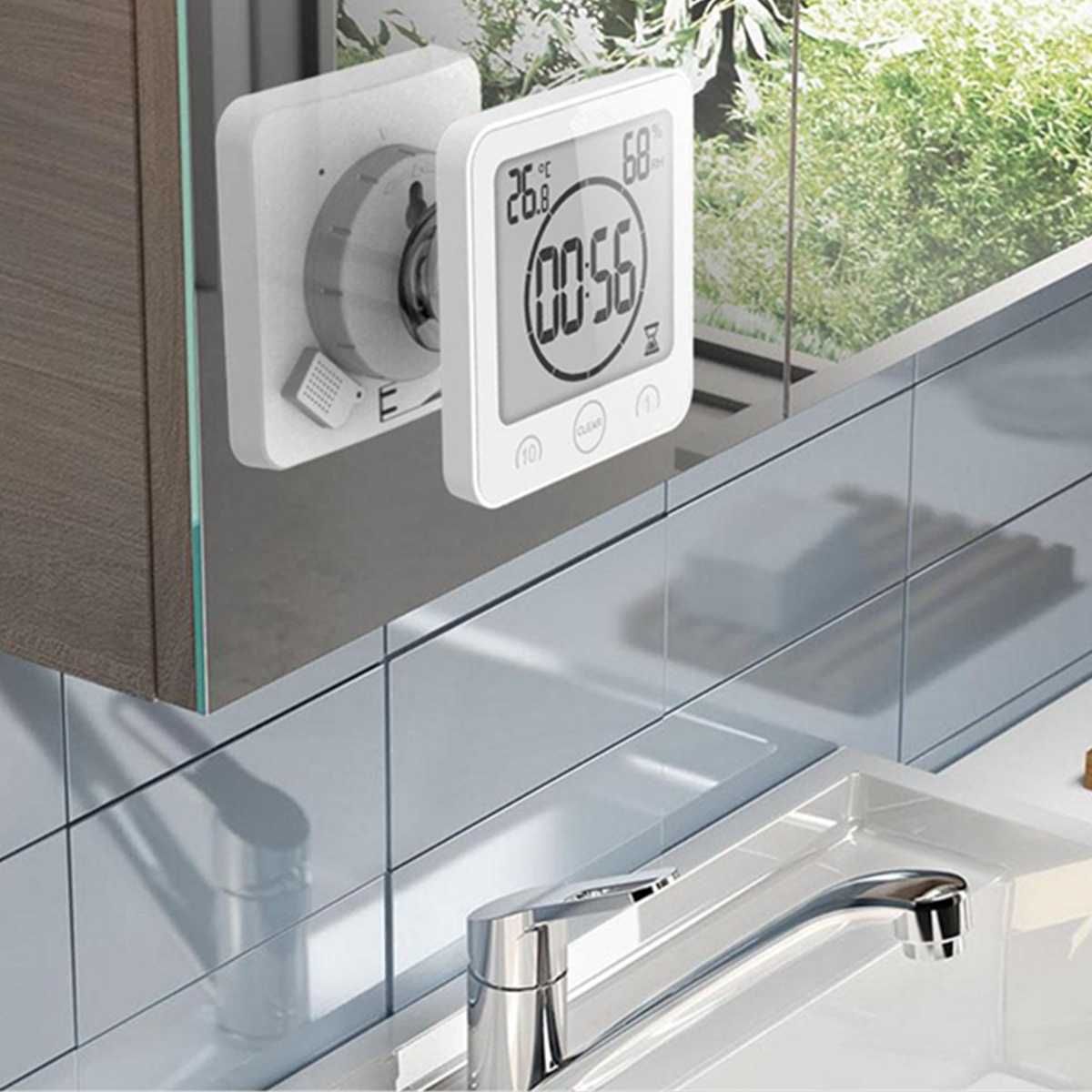 LCD Ekran Su Geçirmez Dijital Banyo Duvar Saati Sıcaklık Nem Geri Sayım Süresi Fonksiyonu Yıkama Duş Asılı Saatler Zamanlayıcı 210421