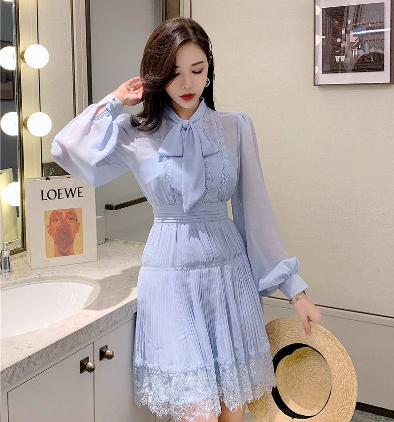 Ladies sky blue clearance dress