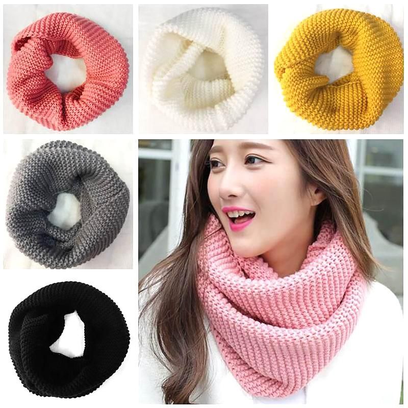 bufanda de invierno tejido bufandas cuello cuello cálido chicas crochet color sólido espesar todo-partido