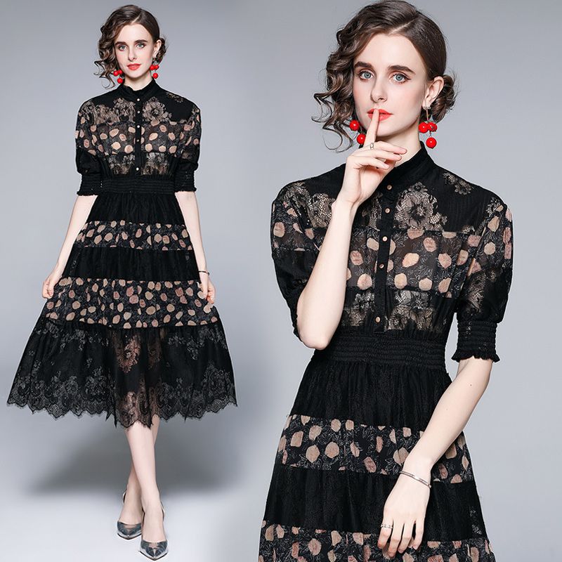 Sexy Slim Lace Patchwork A Line Dress 