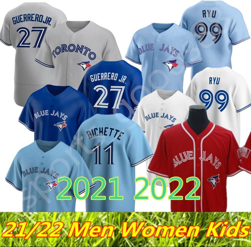 2021 Custom Toronto 2021 2022 Blue Jays Jersey 11 Bo Bichette 27