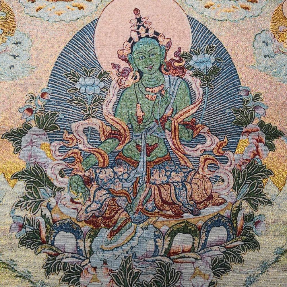 China old Tibet silk Thangka like hanging painting fengshui Green Tara portrait 