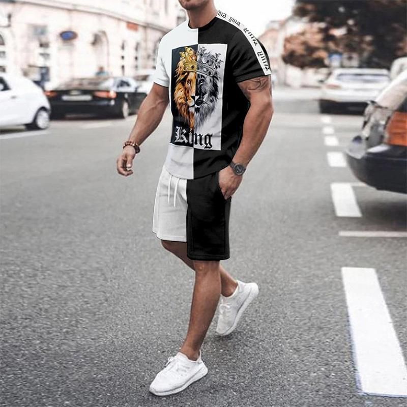 Compra Chándal De Los Hombres Trajes De Moda De Verano Casual De Manga  Corta O Cuello De Teatro Y Pantalones Cortos Pantalones Hombres Patrón  Retro Impreso Dos Piezas Conjuntos Barato | Entrega