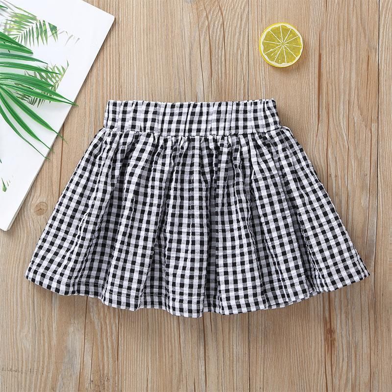 All-Match Blackwhite Plaid Falda A-Línea Faldas para Fashion Baby Inferior