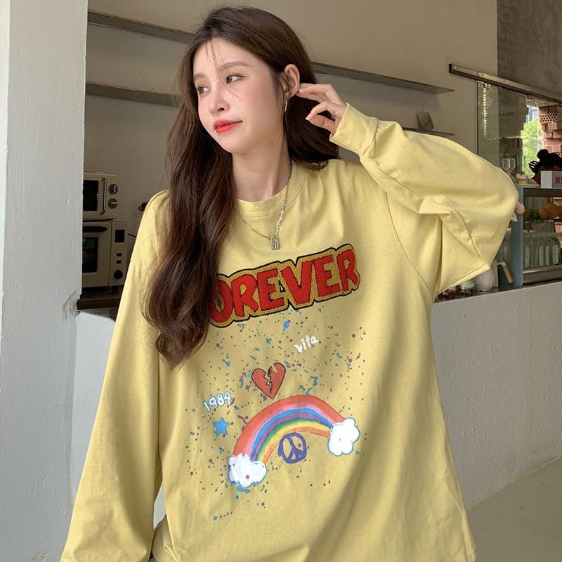 Women's T-Shirt Harajuku Kawaii Rainbow Cartoon Vintage Aesthetic Clothes Sweater Long Sleeve For Girls Tops High Street Goth Urban Tees Women's T-Shirt Harajuku Kawaii Rainbow Cartoon Vintage Aesthetic Clothes Sweater Long Sleeve For Girls Tops High Street Goth Urban Tees