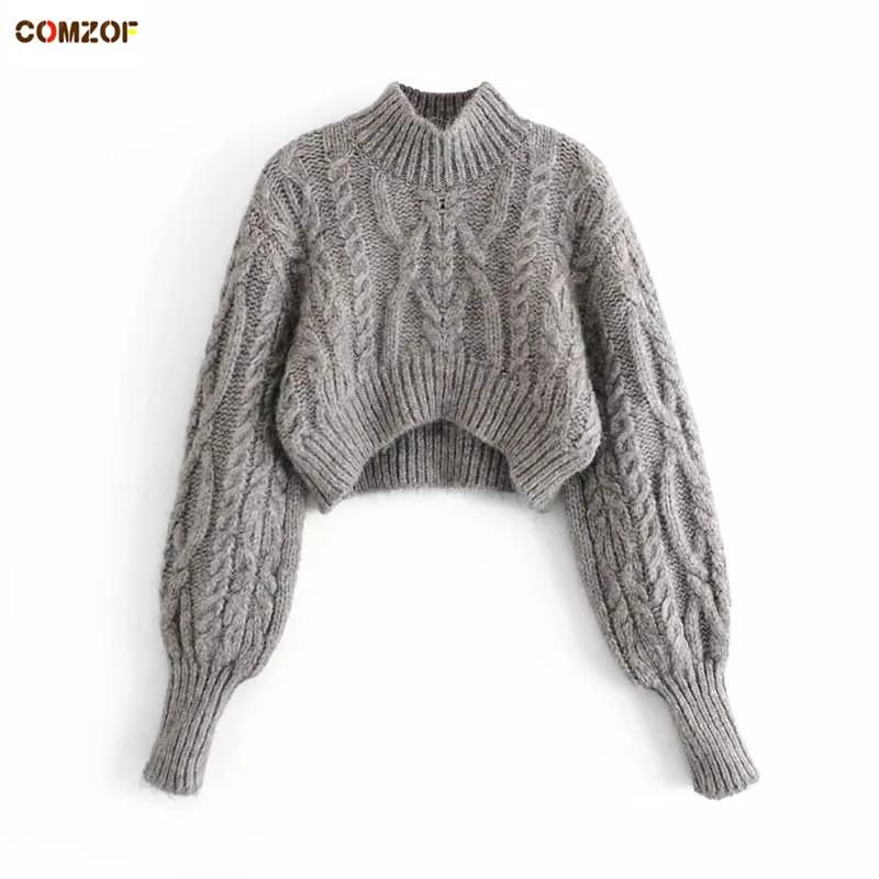 Compra Suéteres De Mujer Coreano Suelto Mujeres Jersey Suéter Corto Prendas  De Punto Grueso Otoño Invierno Jersey Manga Larga Top De La Ropa De La Ropa  Mujer Barato | Entrega Rápida Y