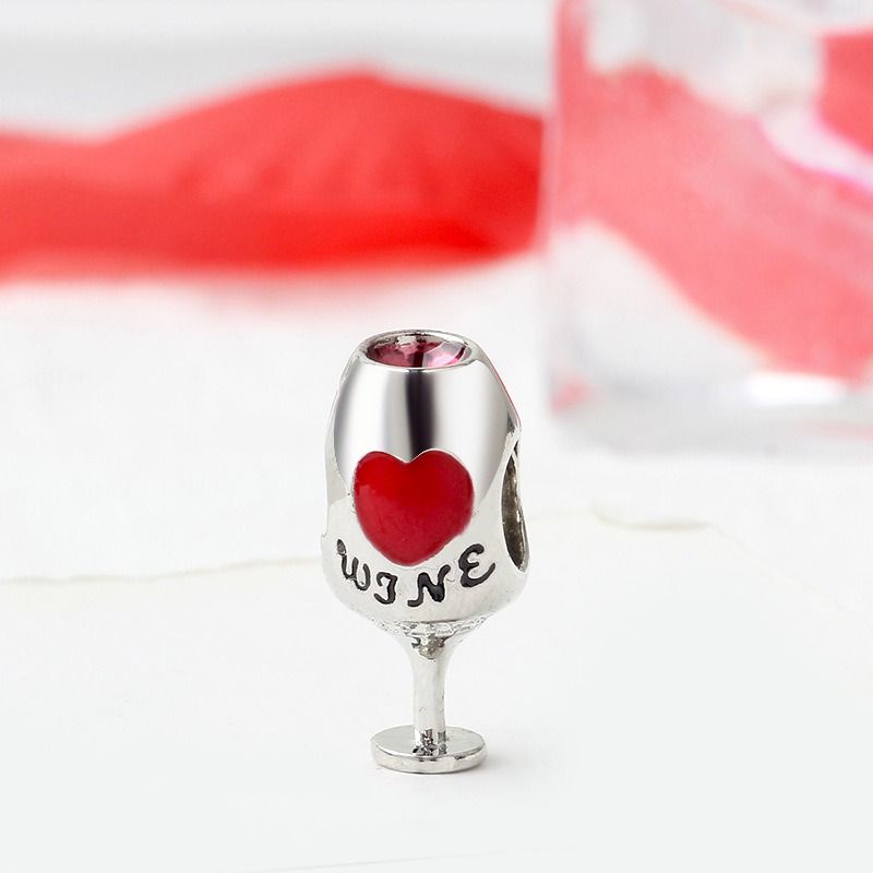 Se adapta a pulseras Pandora 20pcs de de vino de vino, esmalte rojo, perlas,