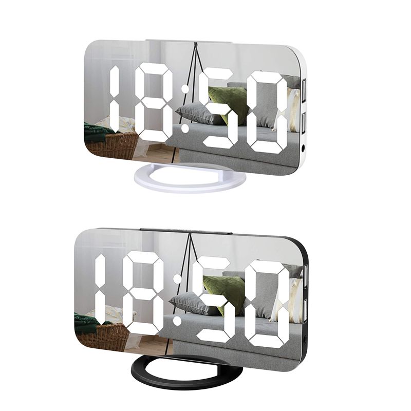 Wholesale And Retail Digital Alarm Clock, LED Mirror Display,2 USB 