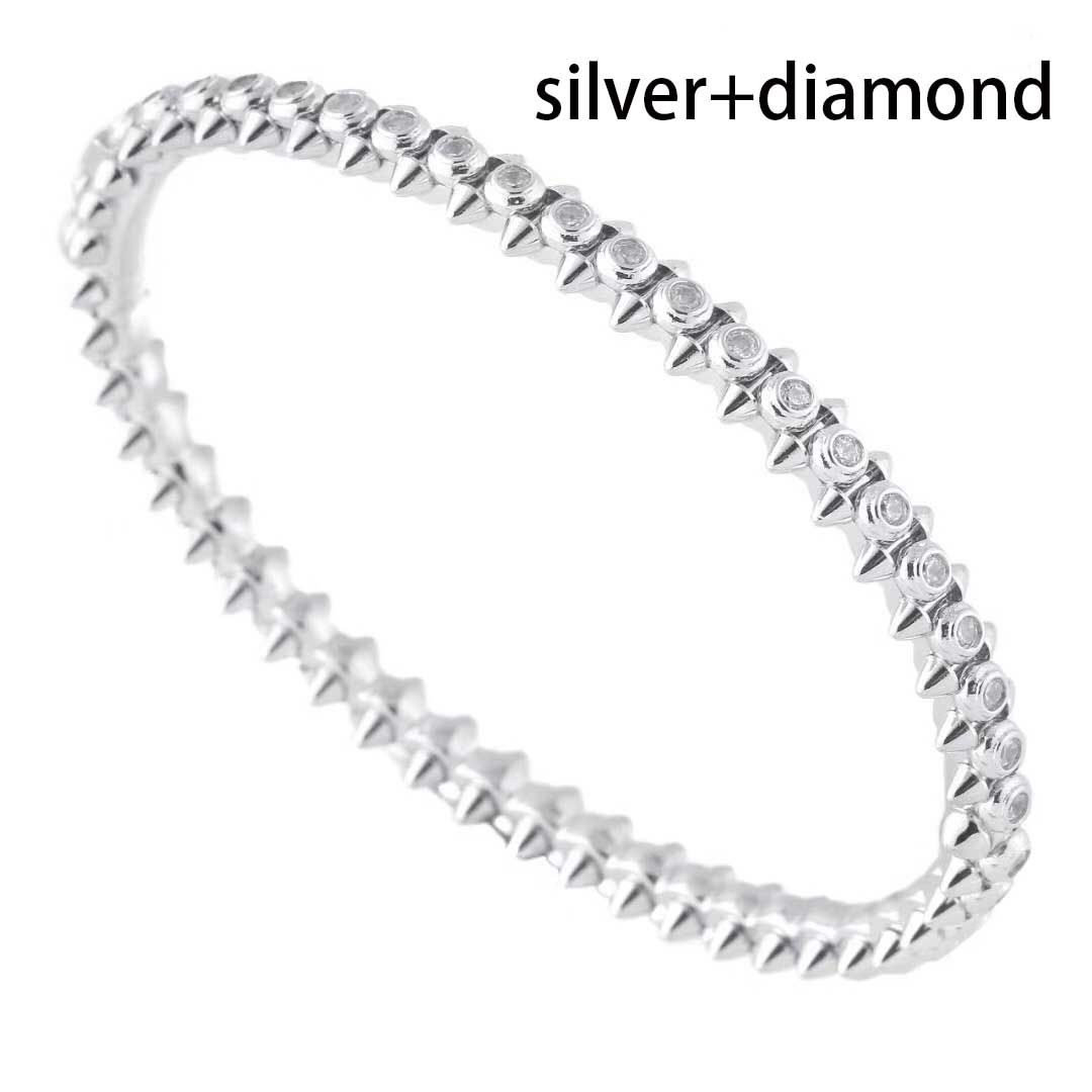 silver bracelet+diamond+box