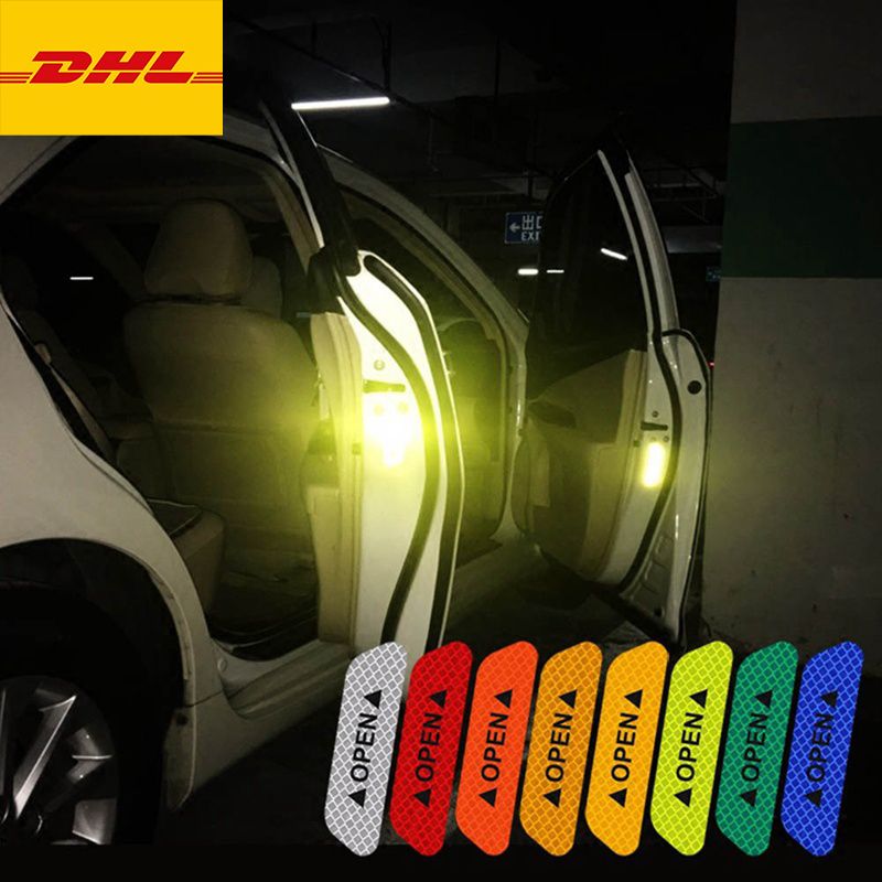 4Pcs Car Door Safety Anti-collision Warning Reflective Stickers Open Stickers