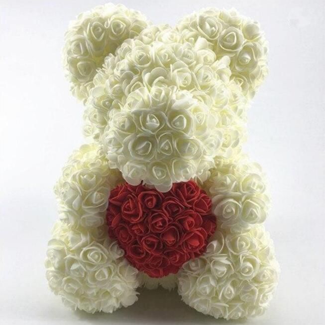 white with red heart 38cm