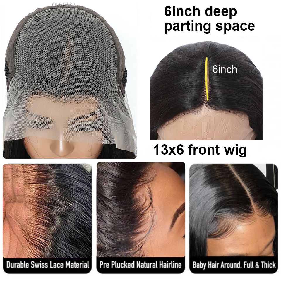 13X6 Deep Wave Lace Frontal Human Hair Wig 250 Density view 3