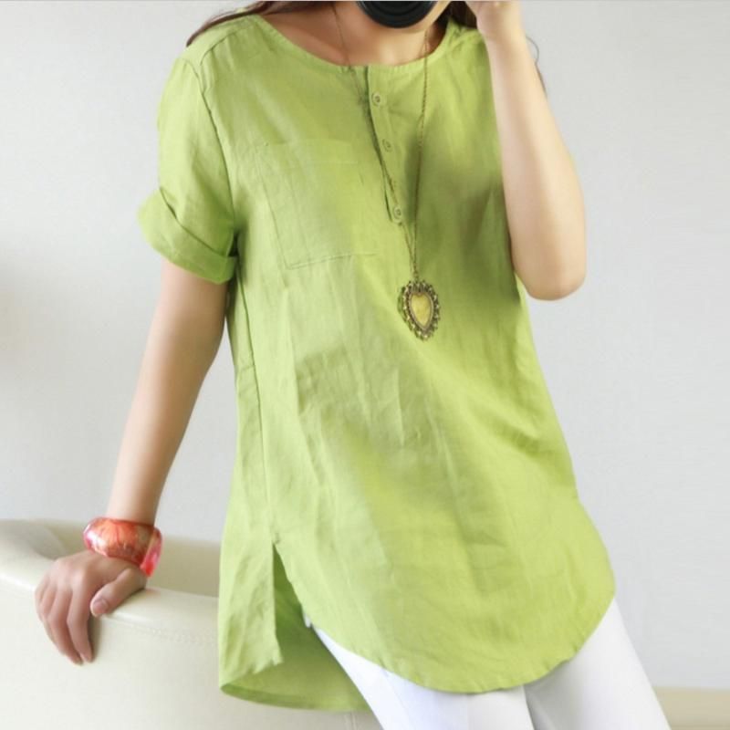 FEMMES PLUS SIZE manches longues coton chemise lin col v Oversize Blouse  2XL-5XL EUR 10,40 - PicClick FR