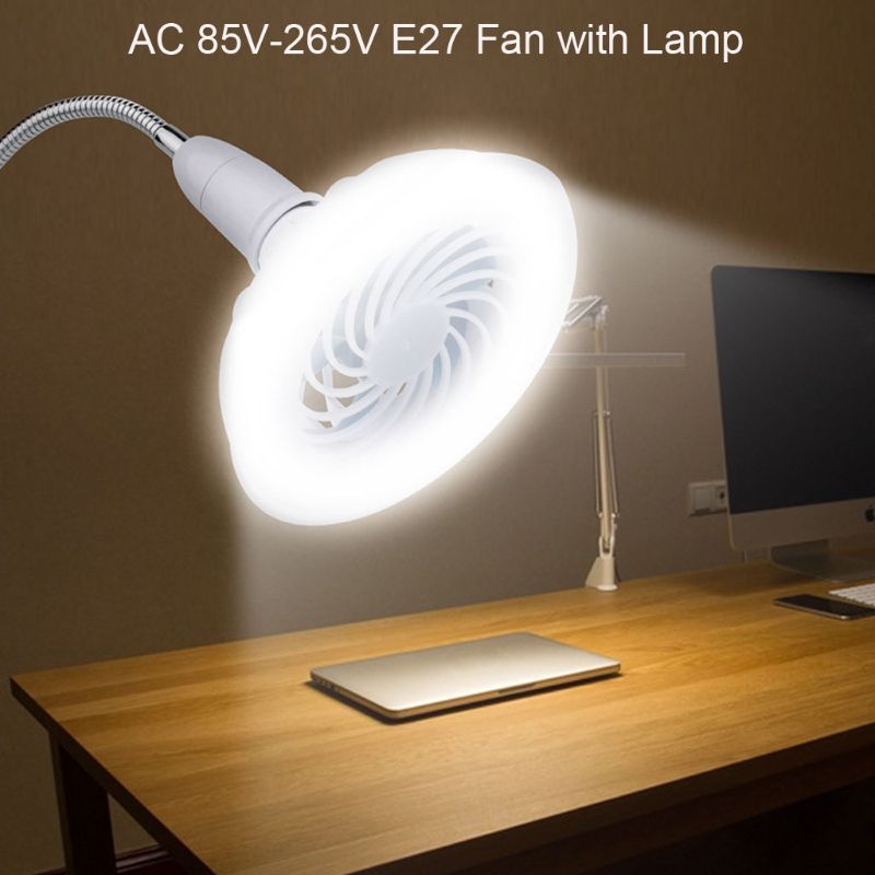 Fooderstoury Fan Mini Handheld USB Fans 2in1 AC 85V-265V E27 12W LED Lamp E27 Ceiling Fan Led Light Bulb For Home Market