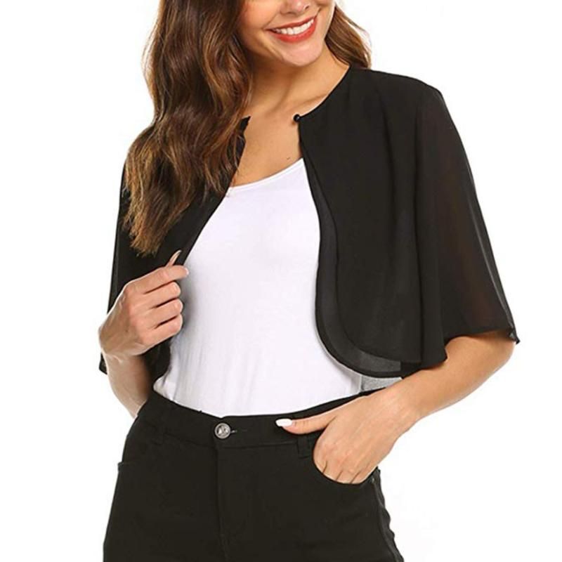 Compra Blusas De Las Mujeres Camisas Camisa Gasa Corta Kimono Cardigan  Manga Blusa Bolero Sheer Sheer Frontal Chaqueta Superior Blusas Mujer  Barato | Entrega Rápida Y Calidad | Es.Dhgate