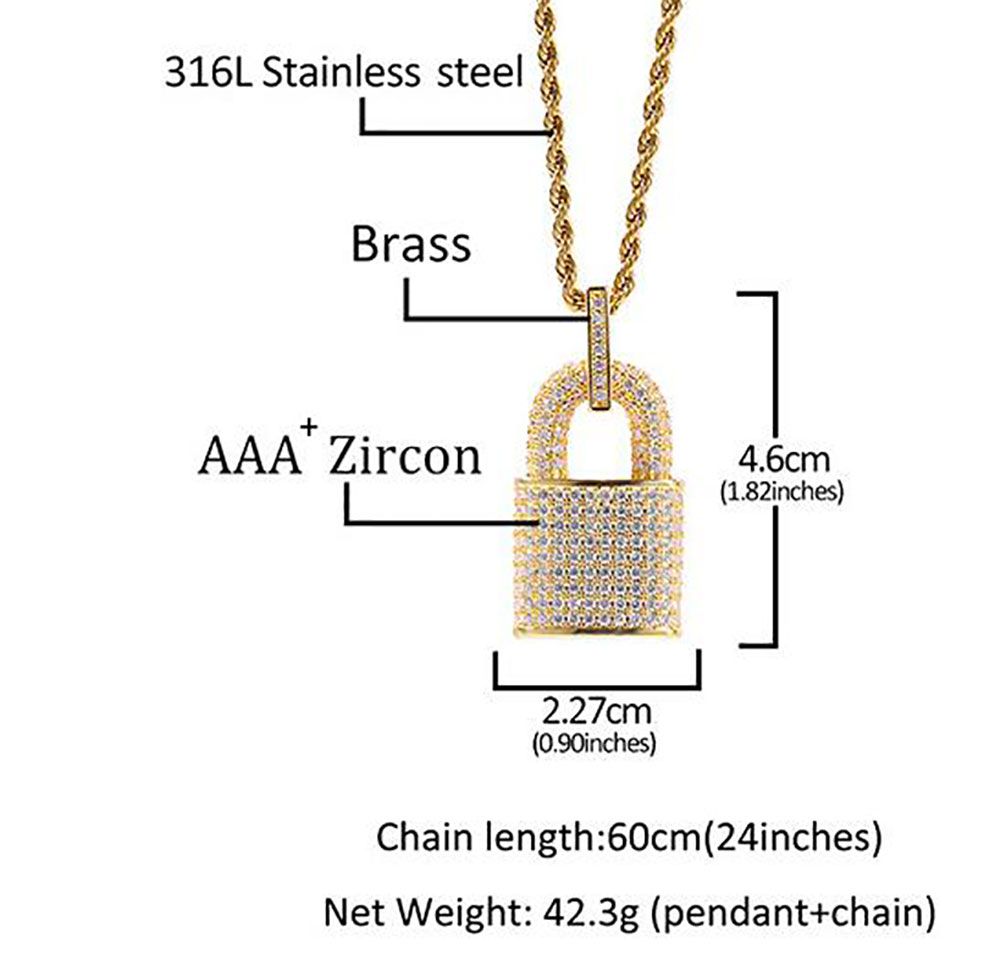 CD Lock Necklace Gold-Finish Metal