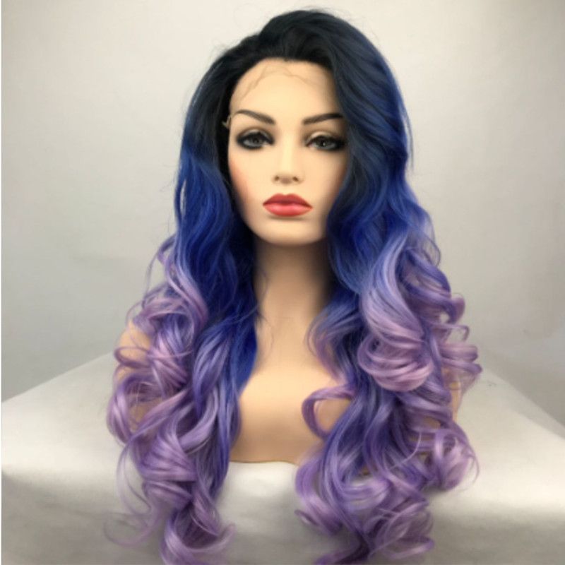 Acquistare Capelli In Pizzo Anteriore Nero Nero Blu Viola Tre Colori  Tessuto Finto Lungo Capelli Ricci Lunghi Parrucca Di Moda Economico |  Consegna Veloce E Qualità | DHgate Italy