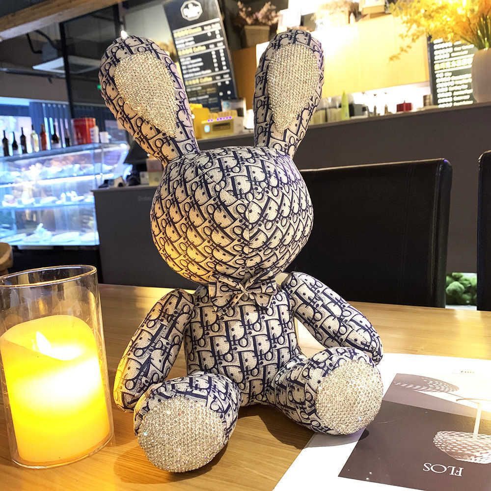 LV DIOR MCM LOGO New Cute Diamond Inlaid Rabbit Plush Toys 38cm Bunny DIY  Doll Ornament Creative Gifts Accompany Xmas Birthday Toys CLEARANCE ‼️,  Furniture & Home Living, Home Decor, Other Home