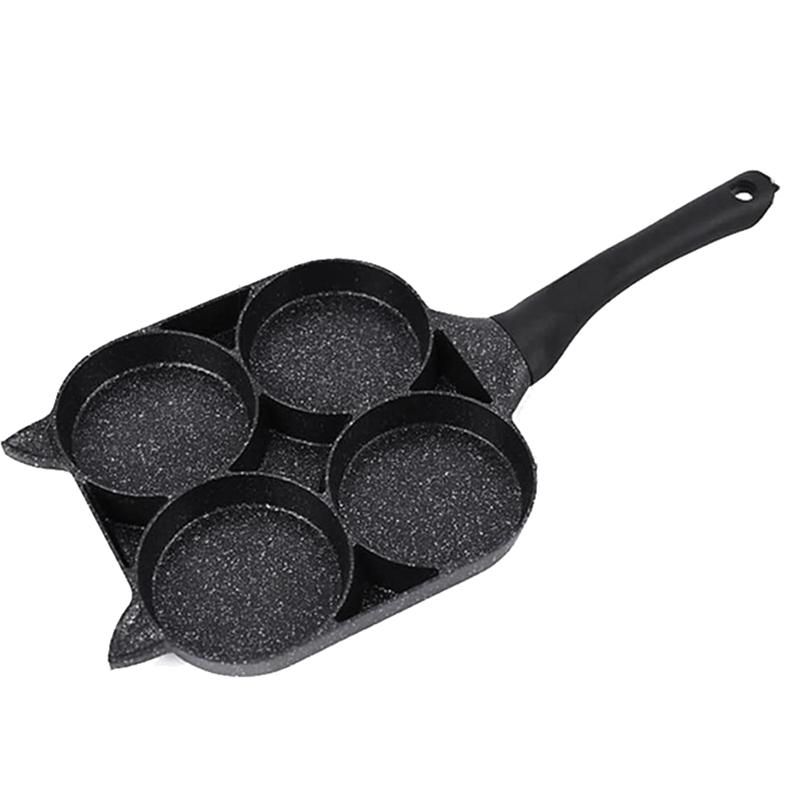 4cups Sartén de huevo sin palo de palanca de aluminio aleación de aluminio cocina cocina cocina-Black 