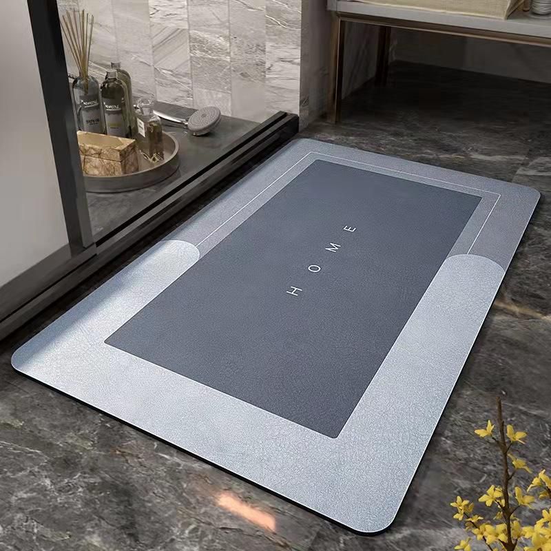 Dark Gray Oval Bath Mat, 45x150cm Super Absorbent Floor Mat, Quick