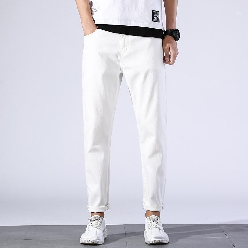 Compra Pantalones Blancos Hombres De Moda Casual De Moda Lápiz Lápiz  Masculino Niños Estirados Elásticos Algodón Coreano Más Tamaño Para Hombre  Pantalones Finos Hombres Barato | Entrega Rápida Y Calidad | Es.Dhgate