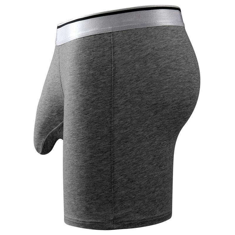 Ropa interior de los hombres de pierna larga pantalones cortos de algodón transpirable sólido