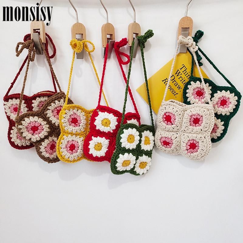 Monsisy Bolsos tejidos de invierno para las Pequeño de Lana de lana Bolso