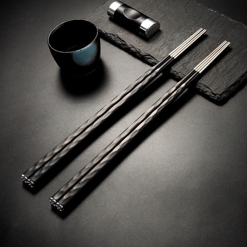 Estilo chino antideslizante herramienta de la cocina Vajilla palillos de acero inoxidable Estilo chino antideslizante herramienta de la cocina Vajilla palillos de acero inoxidable