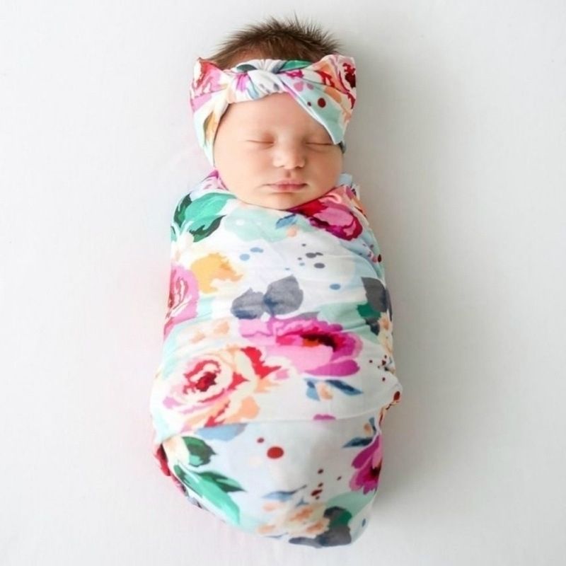 Compra Baby Wrap Toalla Fondo Tela Recien Nacido Foto Souvenir Floral Estampado Bufanda Hairband Dos Piezas Conjunto Barato Entrega Rapida Y Calidad Es Dhgate