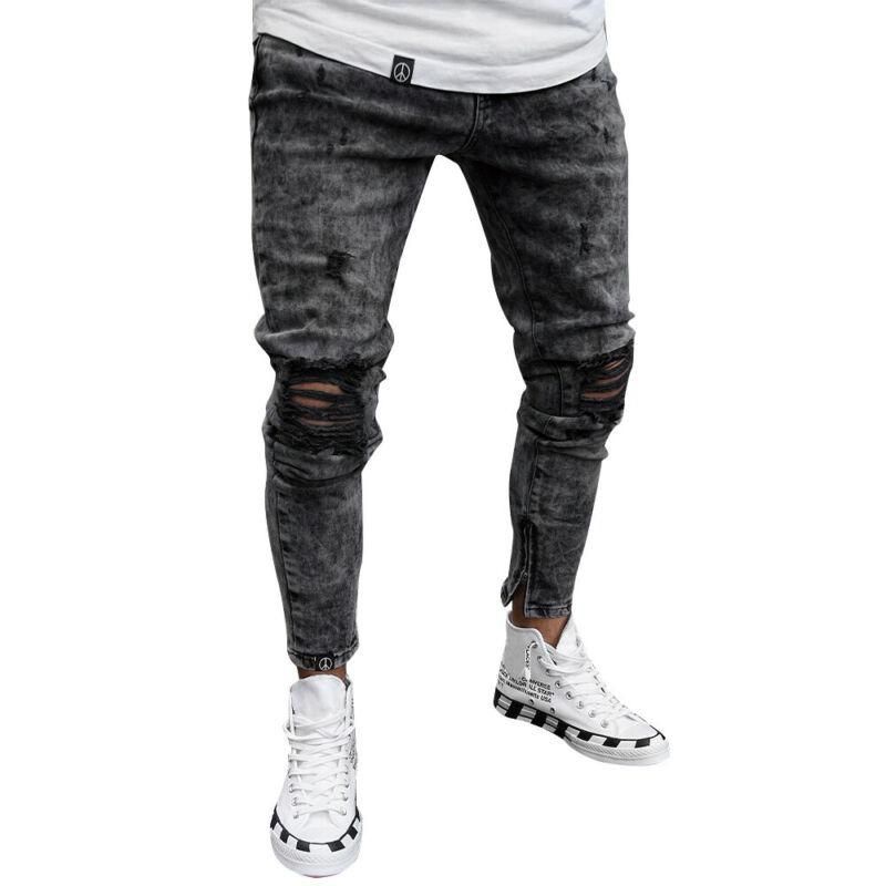 slim tapered distressed jeans