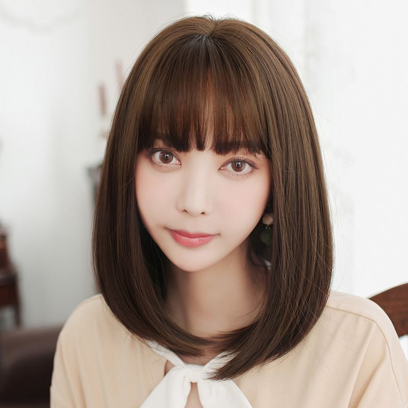 Factory Wholesale Wig Female Short Hair Japanese Style Air Bangs Head Trimming Face Straight Bangs Wig Head Cover Wholesale Factory Wholesale Wig Female Short Hair Japanese Style Air Bangs Head Trimming Face Straight Bangs Wig Head Cover Wholesale