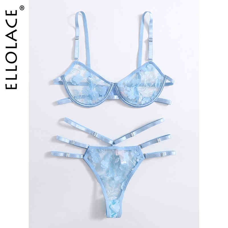 Ellolace Apliques Sensual Lencería Cielo Azul Encaje Sujetador Conjunto Mujer 2 Piezas Ropa Interior Mujer Por Ykc998, 27,01 € | DHgate