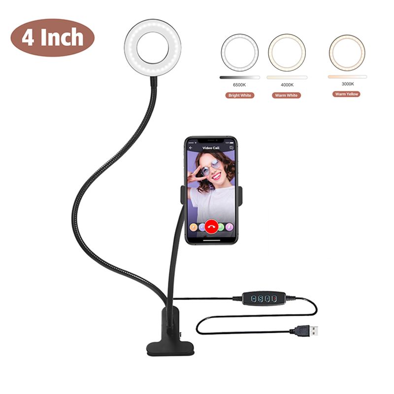 Braccio lungo Selfie Porta universale 48LEDS LED Ring Riempono Light USB Power Fotocamera Telecamera Clip per telefono Clip con clip in diretta