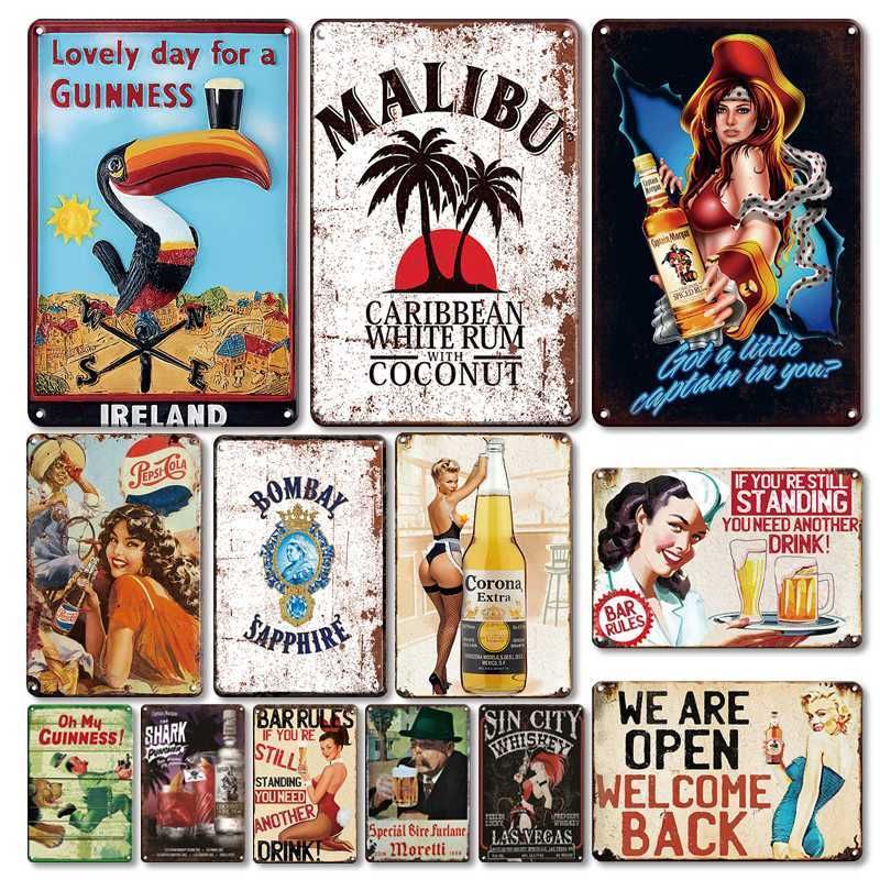Pin-up Poster Metal Tin Signs Retro Plate Pub Bar Art Wall Decor 
