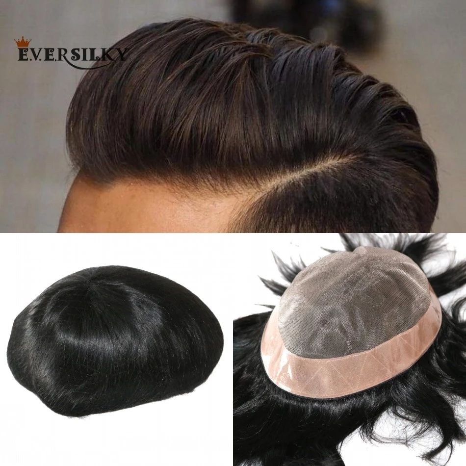 Breathable #1B Straight Human Hair Toupee for Men Competitive Price 6 Inches Hairs Replacement Pieces Durable Breathable #1B Straight Human Hair Toupee for Men Competitive Price 6 Inches Hairs Replacement Pieces Durable