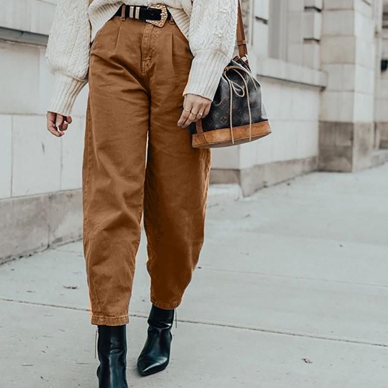 Acquistare Pantaloni Marroni A Vita Alta Da Donna Heans Causal BAGGY HAREM  DONNE ABBIGLIAMENTO Abbigliamento Indefinito Streetwear Donna Pantaloni E  Girl Femme Jeans Economico | Consegna Veloce E Qualità | It.Dhgate
