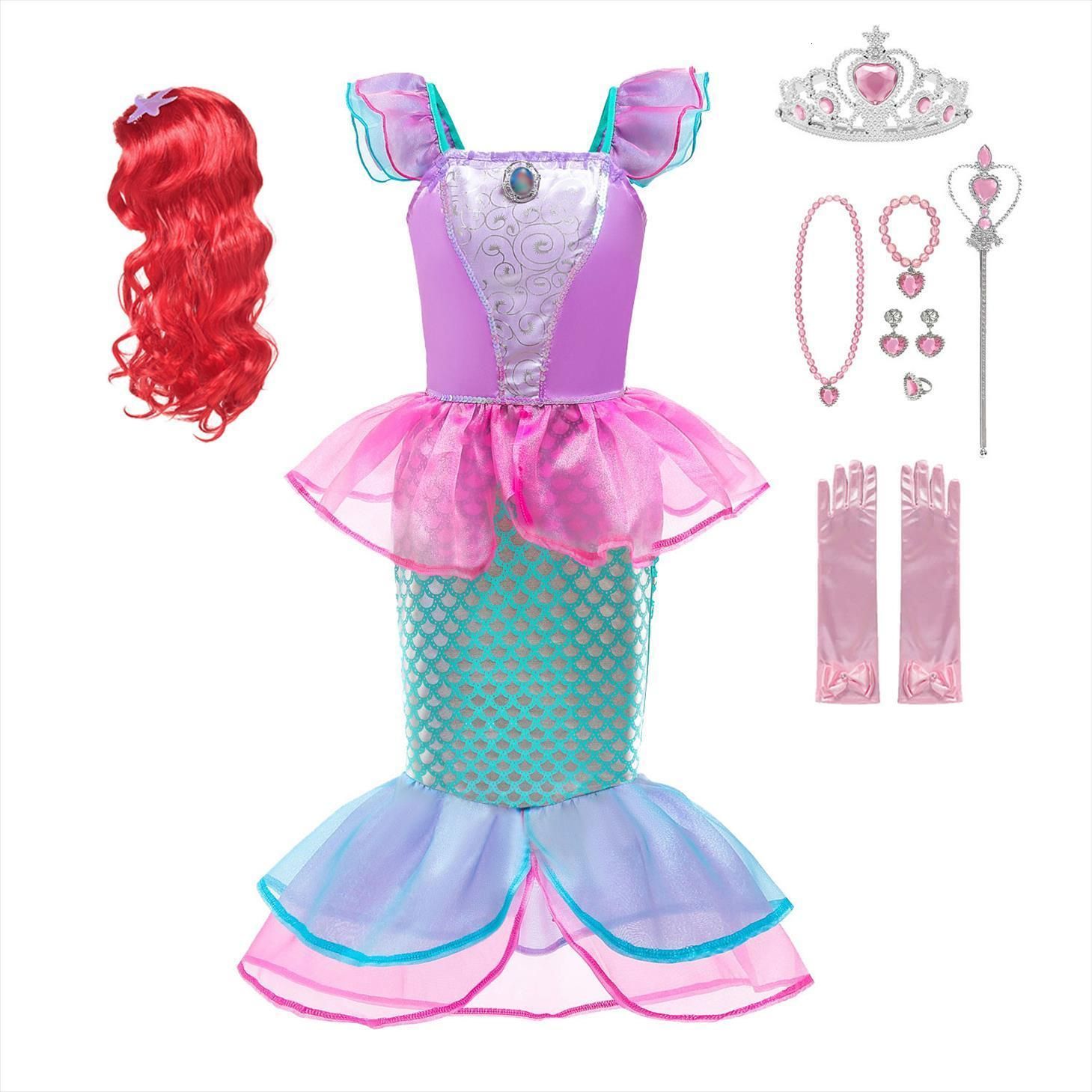 Niñas pequeña ariel vestido princesa cosplay disfraces bebé halloween cumpleaños fiesta ropa