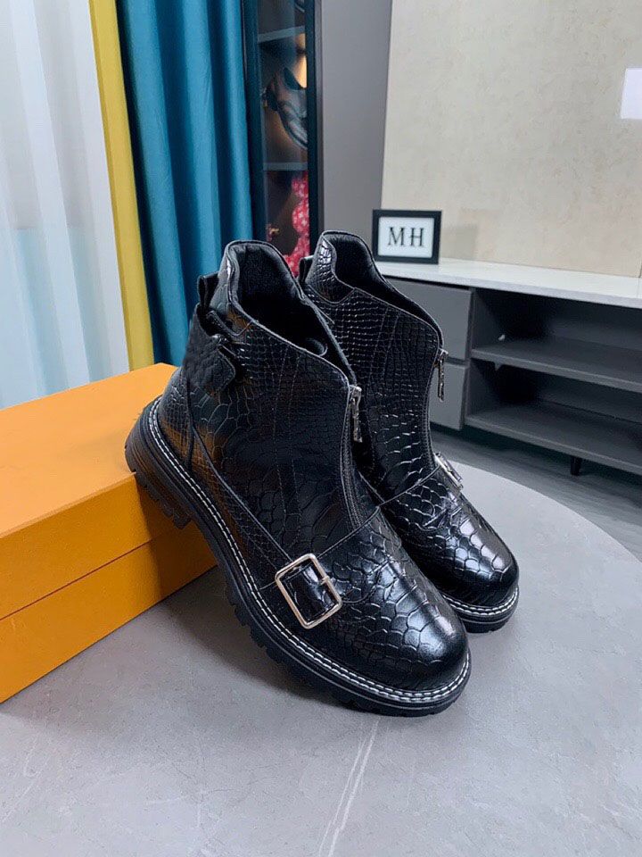 snakeskin biker boots