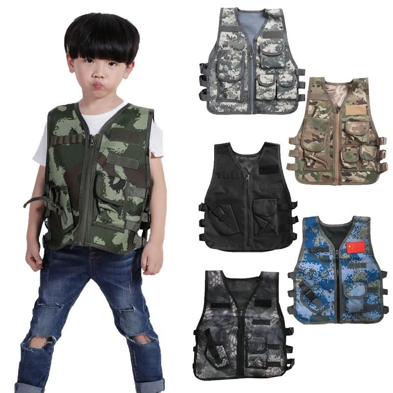Kids Camuflaje Ropa de caza Equipo de combate Chirren Táctico Ejército Chaleco Cosplay Costume Sniper Uniform