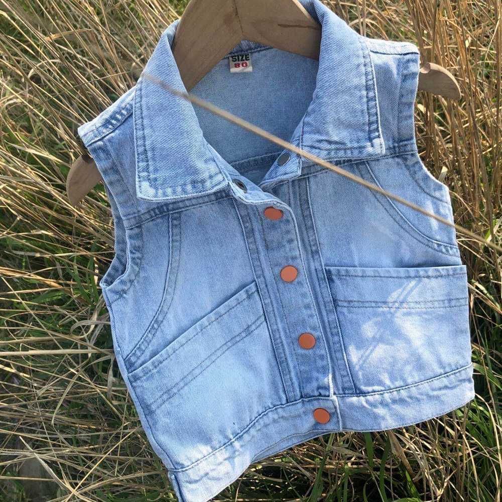 1-8t chalecos bebés niñas jeans jeans mezclilla chaleco de algodón ropa exterior