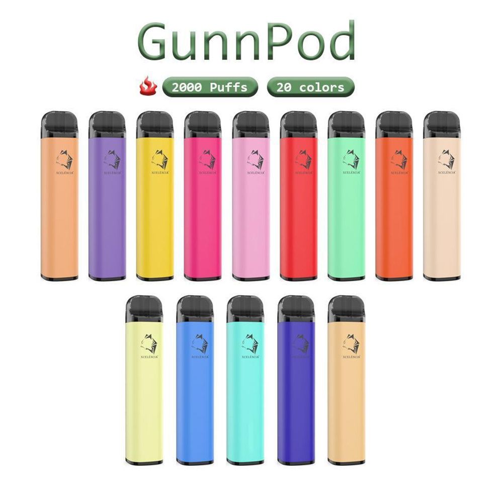 Original Gunnpod E-cigarettes Disposable Pod Device 2000 Puffs 1250mAh Battery 8ml Prefilled Cartridge Vape Pen Authentic VS Bar Plus