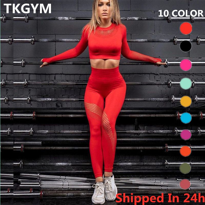 Sport Set Dames Trainingspak Training Fitness Gym Kleding Naadloze Yoga Pak  Crop Top Lopende Panty Leggings