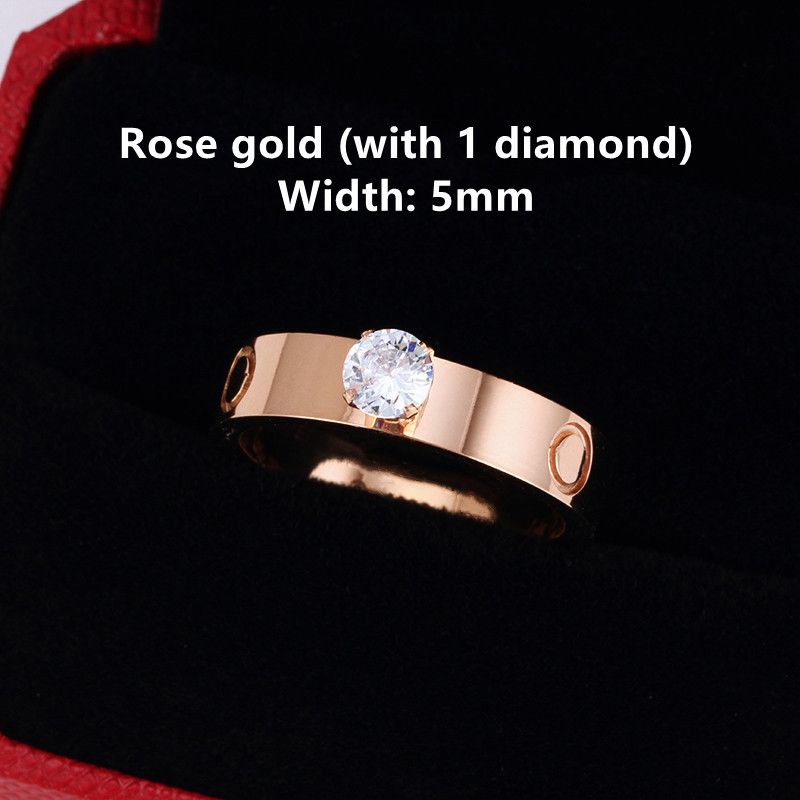 Oro rosa de 5 mm con 1 diamante (sin caja)