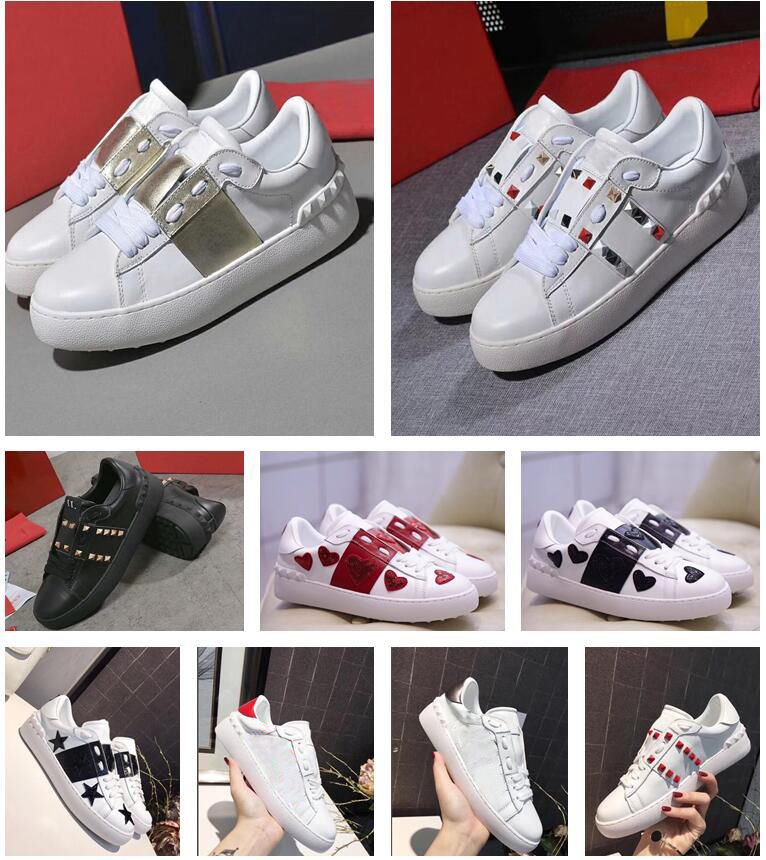 Acheter Pas Cher 2021 Mode Mens Femmes Chaussures Blanc Noir Femmes  Valentino Cuir Confortable Sneakers Sports Sports Ouverts En Baskets En  Plein Air Doré Du 72,99 € | Fr.Dhgate