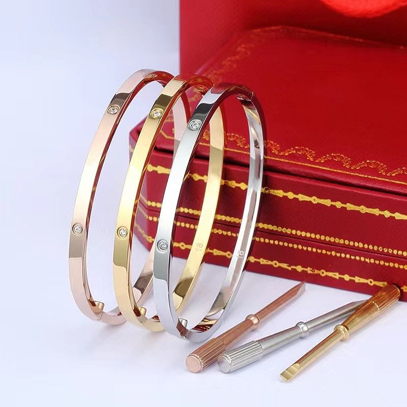 Womens Love Bracelet Designer Titanium Bangles Luxury Mens Bracelets Fashions Jewelry Stainless Steel Gold Bangle Couple Party Wedding Preferred Size:16-19