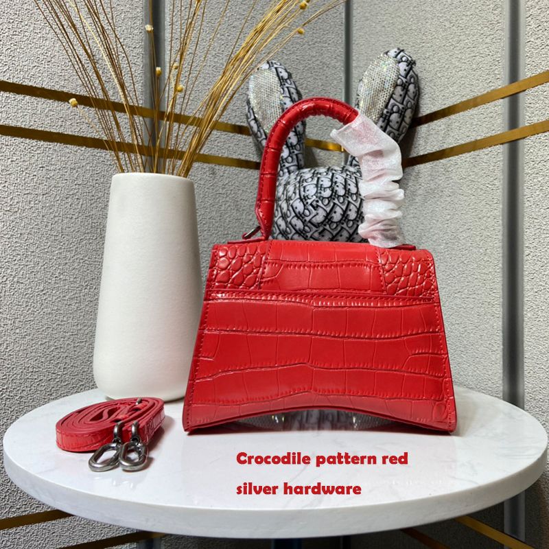 Pattern di coccodrillo hardware argento rosso